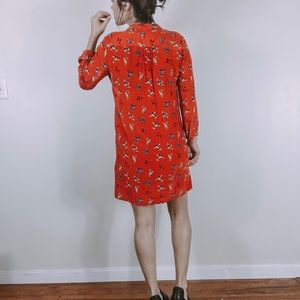 SOLD Fossil Hummingbird Silk Orange Tunic Dress